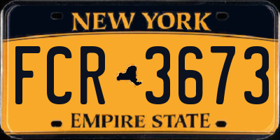 NY license plate FCR3673