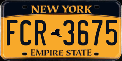 NY license plate FCR3675