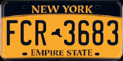 NY license plate FCR3683