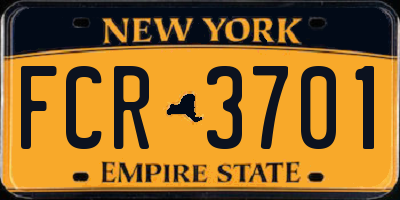 NY license plate FCR3701
