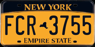NY license plate FCR3755