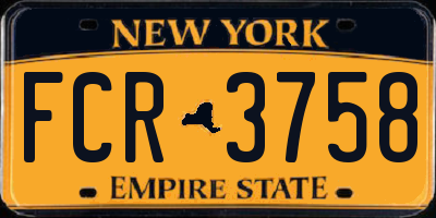 NY license plate FCR3758