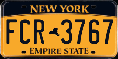 NY license plate FCR3767