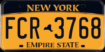 NY license plate FCR3768