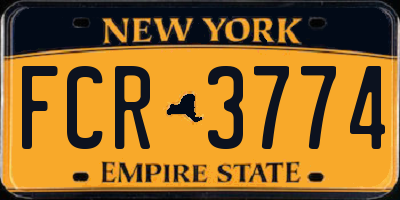 NY license plate FCR3774