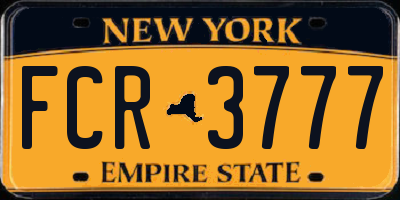 NY license plate FCR3777