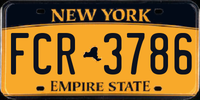 NY license plate FCR3786