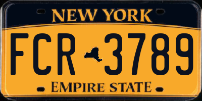 NY license plate FCR3789