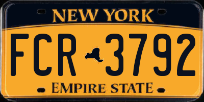 NY license plate FCR3792