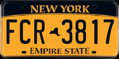 NY license plate FCR3817