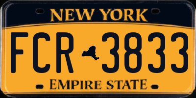 NY license plate FCR3833