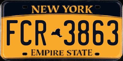 NY license plate FCR3863
