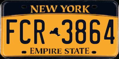 NY license plate FCR3864