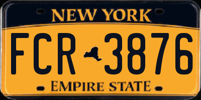 NY license plate FCR3876
