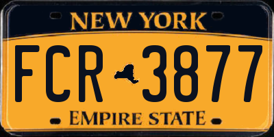 NY license plate FCR3877