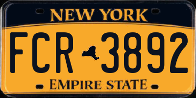 NY license plate FCR3892