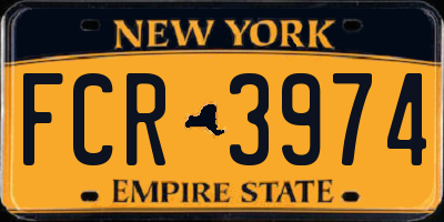 NY license plate FCR3974