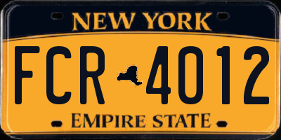 NY license plate FCR4012