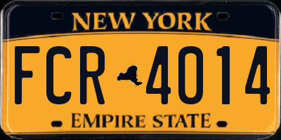 NY license plate FCR4014