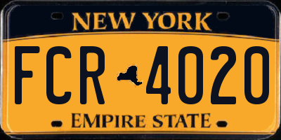 NY license plate FCR4020