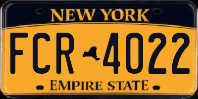 NY license plate FCR4022