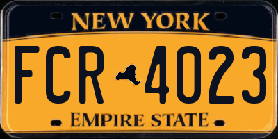 NY license plate FCR4023