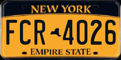 NY license plate FCR4026