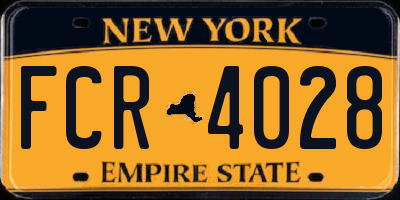 NY license plate FCR4028