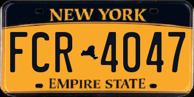 NY license plate FCR4047