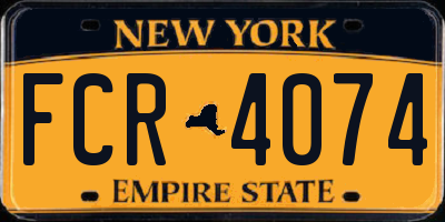 NY license plate FCR4074