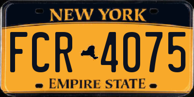 NY license plate FCR4075
