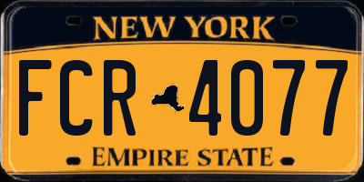NY license plate FCR4077