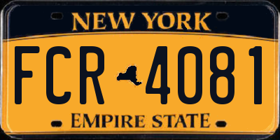 NY license plate FCR4081