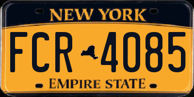 NY license plate FCR4085