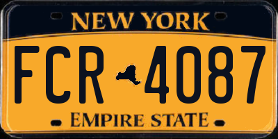 NY license plate FCR4087