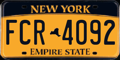 NY license plate FCR4092