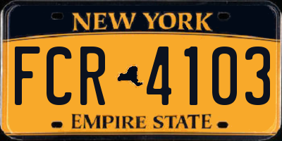 NY license plate FCR4103