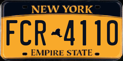 NY license plate FCR4110