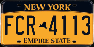 NY license plate FCR4113