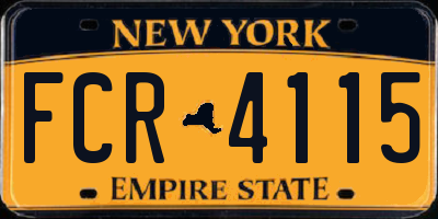 NY license plate FCR4115