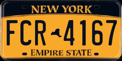 NY license plate FCR4167