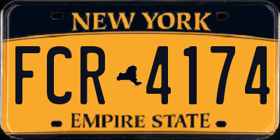 NY license plate FCR4174