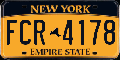 NY license plate FCR4178