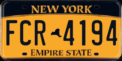 NY license plate FCR4194