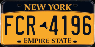 NY license plate FCR4196