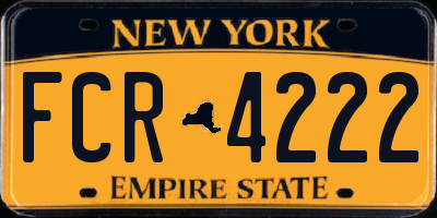 NY license plate FCR4222