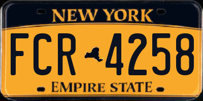 NY license plate FCR4258