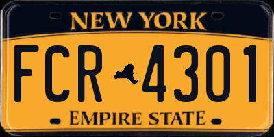 NY license plate FCR4301