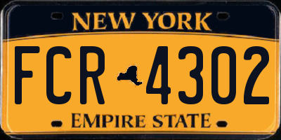 NY license plate FCR4302
