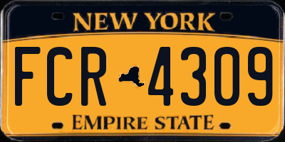NY license plate FCR4309